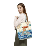 Cartoon Mermaid Printed Tote Travel Eco Friendly Women Shoulder Bags