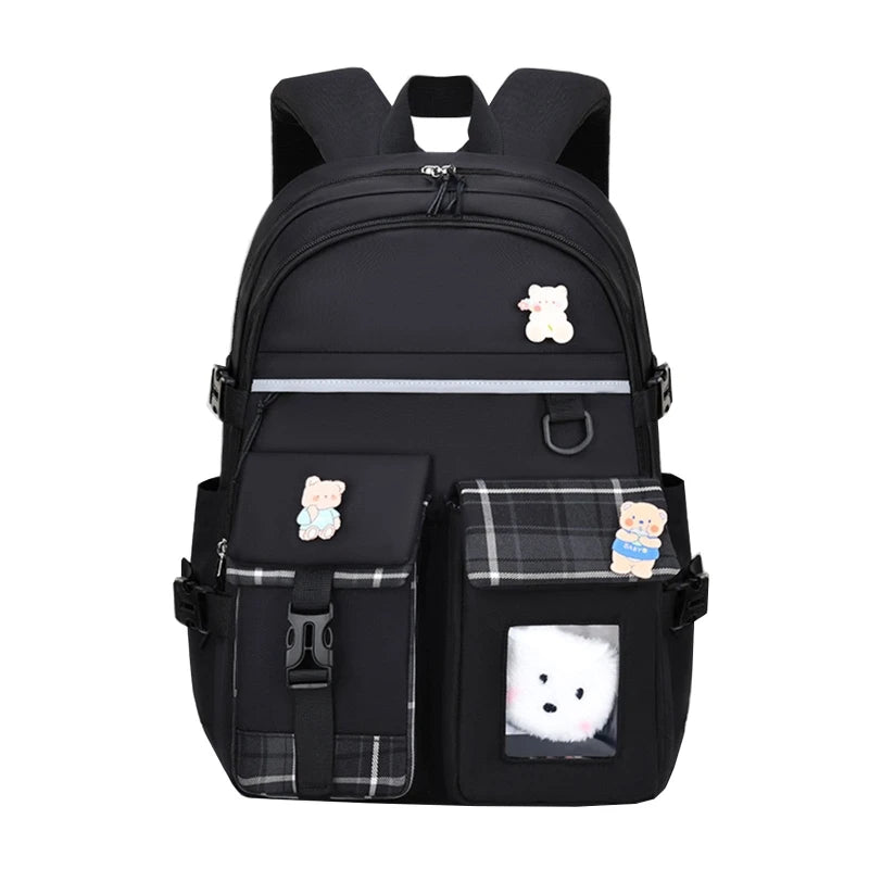 Cartoon Pocket Nylon Backpack Travel Rucksack Casual Daypack School Bag for Girl