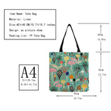 Cartoon Mushroom Print Female Shopping Bag Bright Colors Linen Handbag