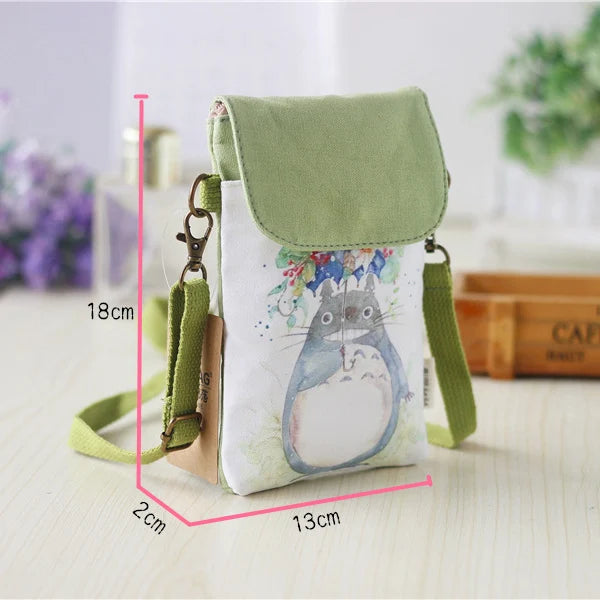 Totoro Shoulder Bag Manga Canvas Messenger Handbag Girls Mini Phone Pouch