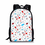 Nurse Bear Print Kids School Backpack for Kindergarten Students