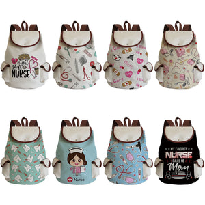 Cartoon Nurse Doctor Women's Backpack Mask Thermometer Print School Book Bag