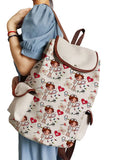 Cartoon Nurse Print Drawstring Backpack Large Capacity Women's Bag