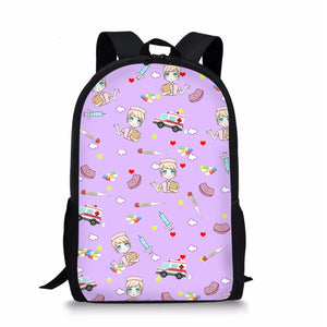 Cartoon Nurse Print School Bag for Girls