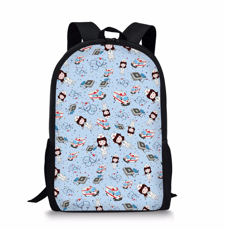 Cartoon Nurse Print School Bag for Girls