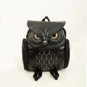 Cartoon Owl Flap PU Backpack Shoulder Small Backpack Multi-Function