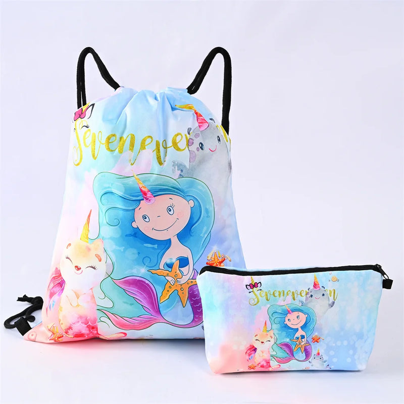 Unicorn Drawstring Storage Bag Travel Backpack
