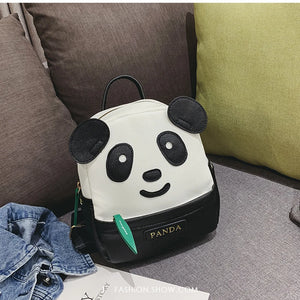 Panda Pattern School Bags Kids Backpack PU Leather Mini Kindergarten