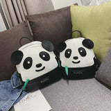 Panda Pattern School Bags Kids Backpack PU Leather Mini Kindergarten