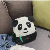 Panda Pattern School Bags Kids Backpack PU Leather Mini Kindergarten