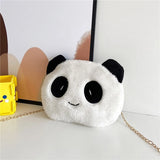 Panda Handbags Plush Animal Crossbody Bags Chains Shoulder Purse Women Phone Bag
