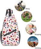 Cartoon Panda Pattern Sling Bag for Travel Hiking