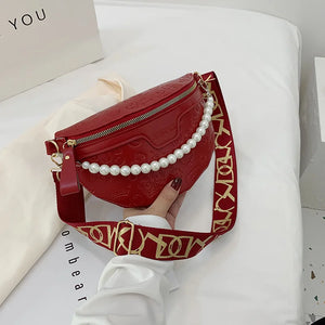 Cartoon Pattern Beaded Chain Fanny Pack for Women