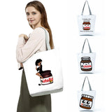Cartoon Peanut Butter Print Tote Bag Eco Friendly Portable Shopping Bag