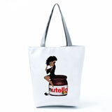 Cartoon Peanut Butter Print Tote Bag Eco Friendly Portable Shopping Bag
