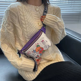 Cartoon Pattern Waist Bag Women's Leather Fanny Pack Crossbody Pouch Purse