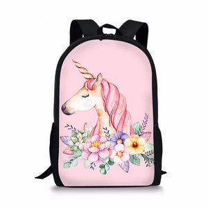 Pink Horse Pattern Girls School Bags Children's Book Backpack