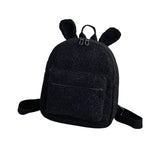 Fluffy Plush School Bag with Bunny Ears Zipper