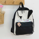 Kids Cartoon Rabbit Ear Schoolbag Canvas Zipper Travel Backpack