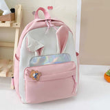 Kids Cartoon Rabbit Ear Schoolbag Canvas Zipper Travel Backpack