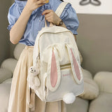 Rabbit Girl School Backpack Student Large Capacity Pink Women Bagpack