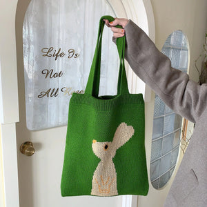 Cartoon Rabbit Knitting Shoulder Bag for Women