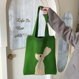 Cartoon Rabbit Knitting Shoulder Bag for Women