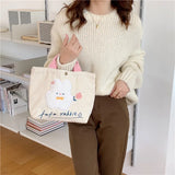 Embroidered Cartoon Rabbit Corduroy Shoulder Bag for Women Girls