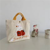 Embroidered Cartoon Rabbit Corduroy Shoulder Bag for Women Girls