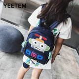 Cartoon Robot Kids School Bag Kindergarten Boys Girls Anti-lost Backpack