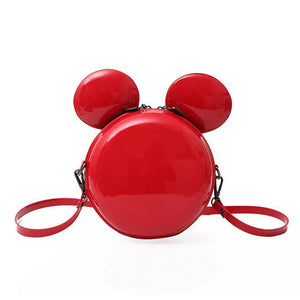 Cartoon Round Bag Handbag High PU Leather Mini Large Ear Round Bag Shoulder Mess