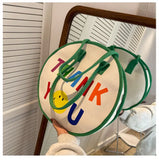 Cartoon Round Canvas Bag Large Capacity Handbags Shoulder Bag