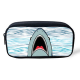 Cartoon Shark Pattern Girl Toiletry Bag Pencil Bag for School Supplies