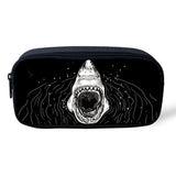 Cartoon Shark Pattern Girl Toiletry Bag Pencil Bag for School Supplies