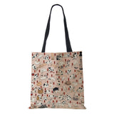Cartoon Shoulder Bag Scenery Antiquity Women Reusable Canvas Tote Bag