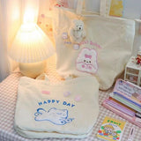 Canvas Cartoon Shoulder Bag for Women Large Capacity Shopper Casual B