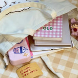 Canvas Cartoon Shoulder Bag for Women Large Capacity Shopper Casual B