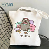 Women's Cartoon Shoulder Bag I'm Busy Casual Large Capacity Eco Shopping Bags