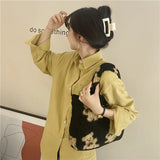 Winter Fluffy Handbags Women Cartoon Shoulder Bags