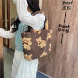 Winter Fluffy Handbags Women Cartoon Shoulder Bags