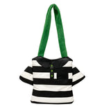 Funny Cartoon Shoulder Bag for Women Striped Print Canvas Tote Bag