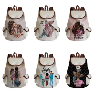 Cartoon Mama Print Backpack for Women