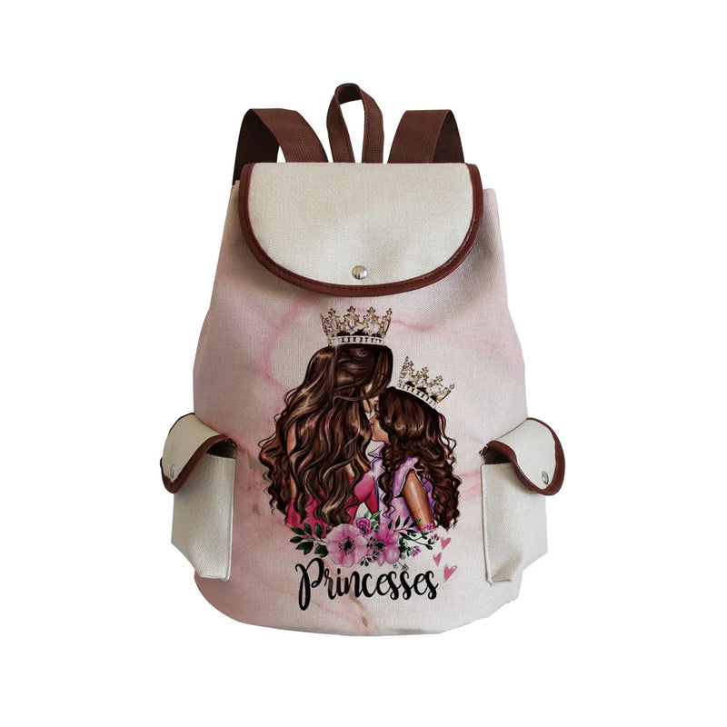 Cartoon Mama Print Backpack Outdoor High Capacity Travel Backpack