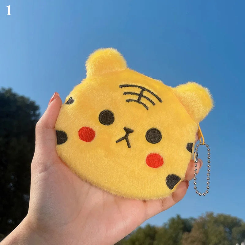 Tiger Coin Purse Plush Coin Purses Keychain Zip