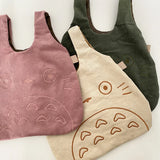 Totoro Embroidery Lamb Fabric Handbag Tote Bag for Women