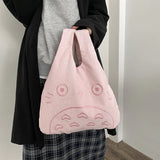 Totoro Embroidery Lamb Fabric Handbag for Women Girls