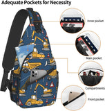 Cartoon Trucks And Cars Sling Bag Crossbody Shoulder Bags Travel Hiking Chest B
