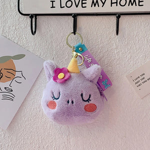Unicorn Plush Hand Strap Coin Purse PVC Clutch Bag