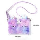 Cute Unicorn Shoulder Bag for Women Corduroy Square Belt Crossbody Purse