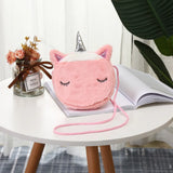 Cute Unicorn Shoulder Bag Women Corduroy Square Crossbody Purse